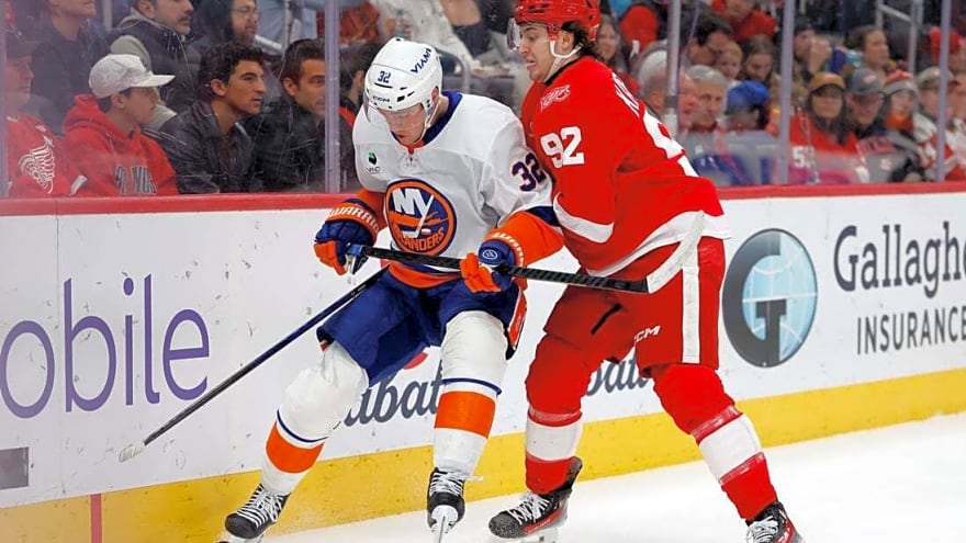 Alex DeBrincat's power-play goals lead Red Wings past Islanders