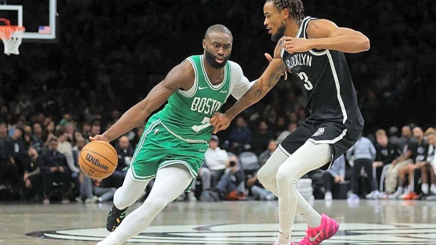 Celtics own customary Atlantic Division lead as they visit Nets