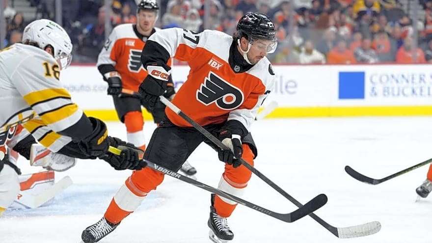 Flyers strike in 3rd to snap Bruins' 8-game point streak