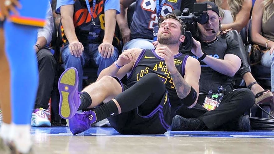 Lakers' Luka Doncic to have MRI on strained hamstring