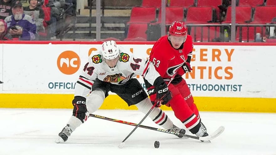 Oliver Moore, Blackhawks have last laugh against Canes