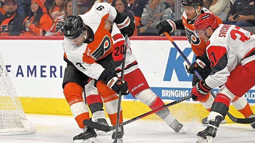 Canes rally past Flyers in OT to secure first win of title defense