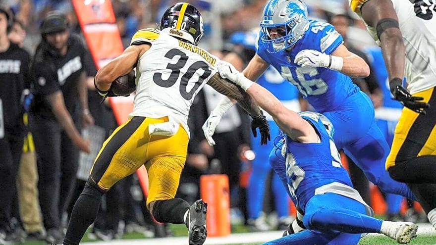 Jaylen Warren, Steelers hold off Lions in wild finish