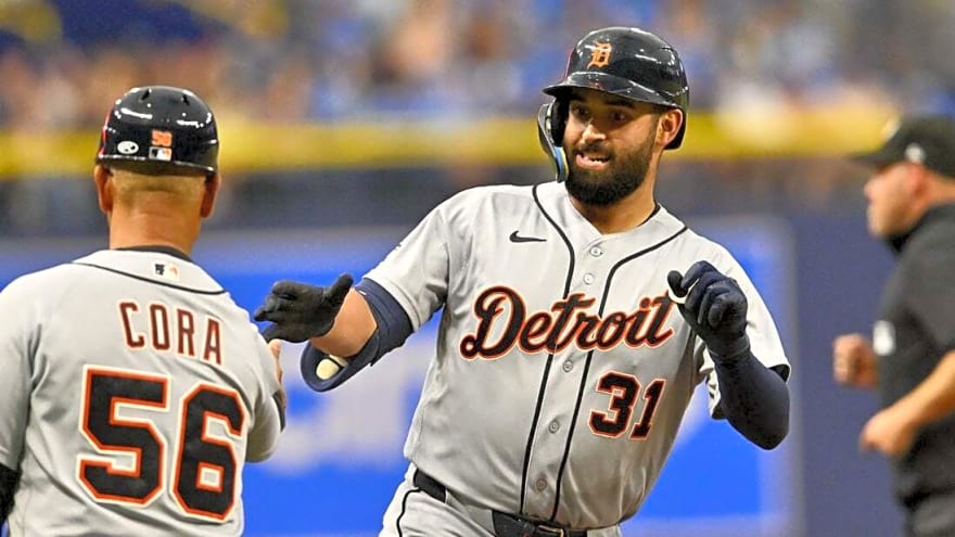 Tigers blast five home runs, hold off Rays in slugfest