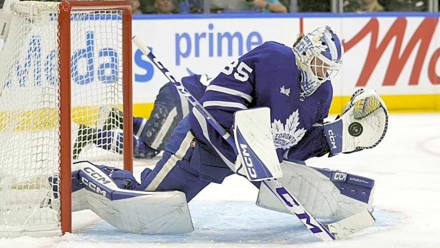 G Dennis Hildeby stepping up for Leafs, who next face Sharks