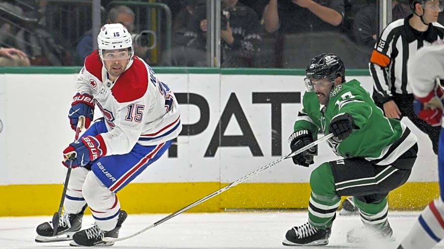 Cole Caufield, Alex Newhook double up as Canadiens trounce Stars