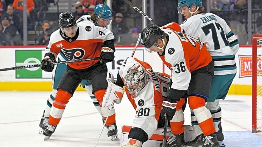 Flyers score 4 unanswered goals to down Sharks