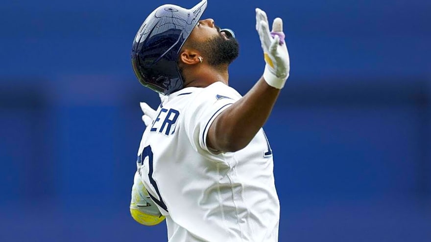 Junior Caminero belts 3 HRs, Rays nearly no-hit Royals