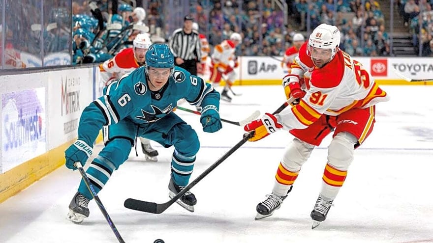 Flames score 4 straight goals, continue dominance of Sharks
