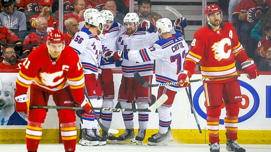 Alexis Lafreniere's hat trick sparks Rangers in shutout of Flames