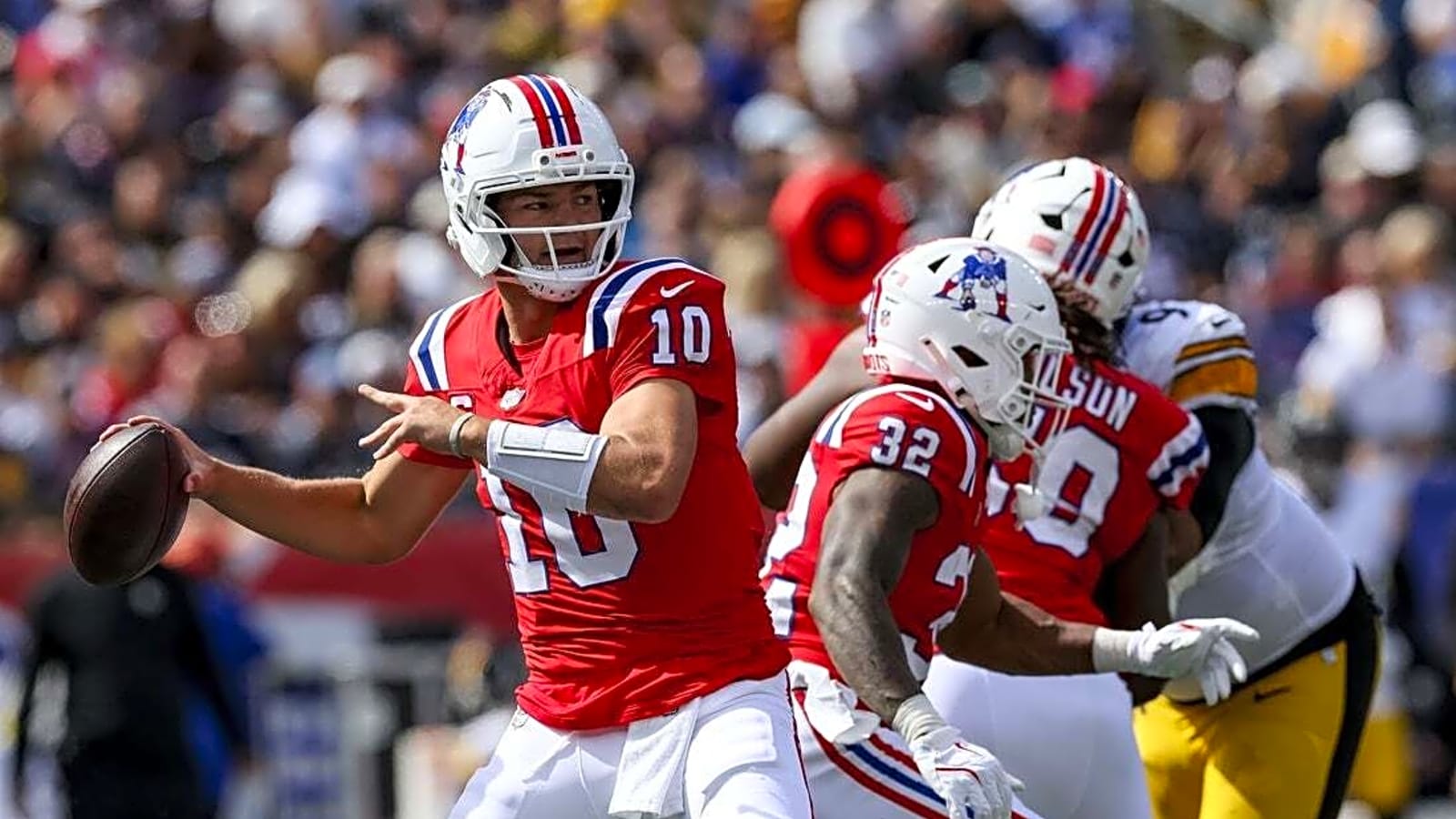 Patriots QB Drake Maye clashes with confident Panthers in game with hometown feel