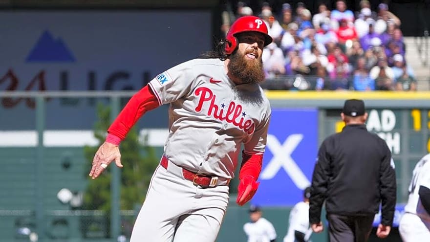 Phillies rain down 7 runs in first inning of Rockies' home opener, win 10-1