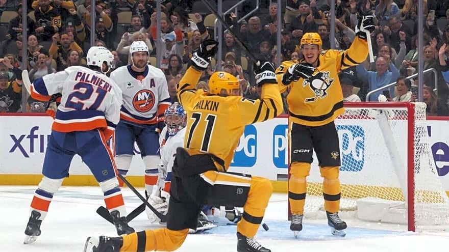 Penguins outlast Islanders to spoil Matthew Schaefer&#39;s debut