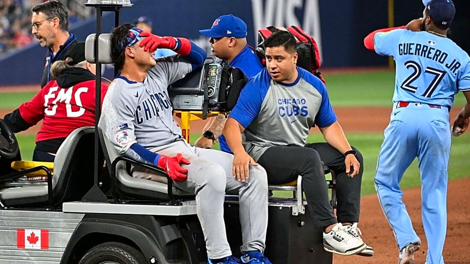Cubs C Miguel Amaya (ankle) carted off, headed back to IL