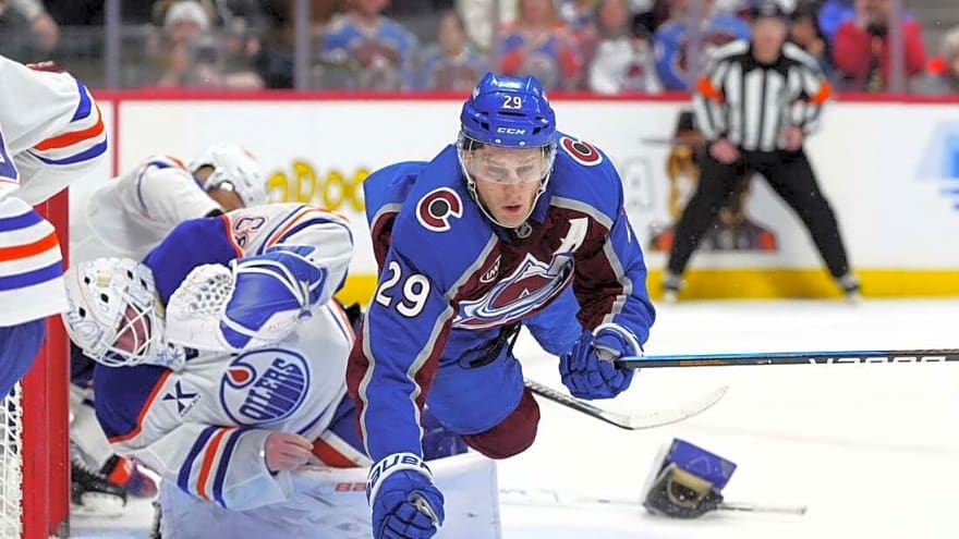 Avs' Nathan MacKinnon ejected against Oilers after collision
