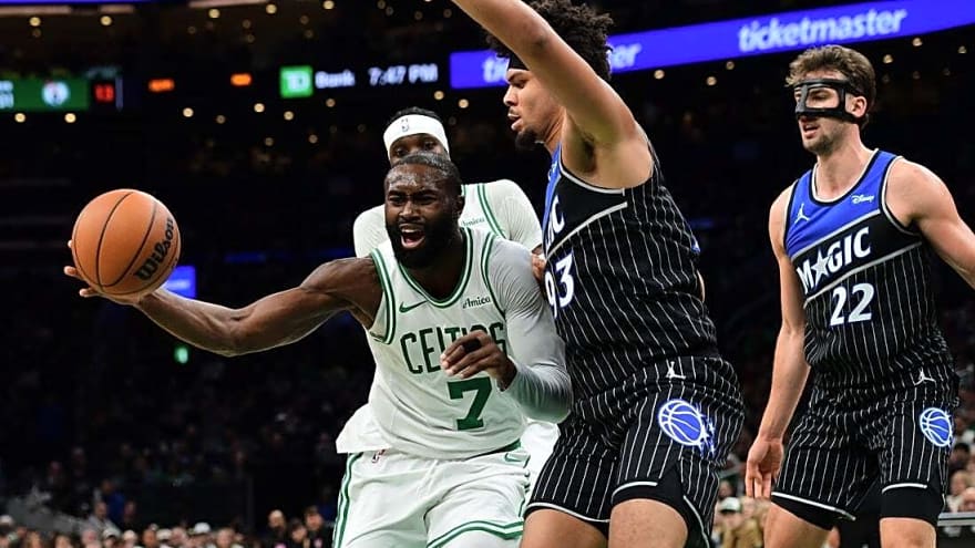 Jaylen Brown (35), hot-shooting Celtics top depleted Magic
