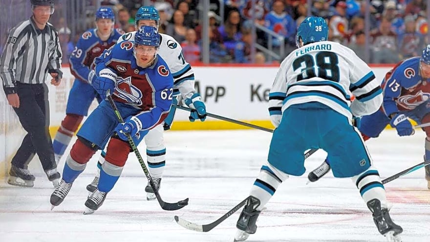Artturi Lehkonen's 2-goal night lifts Avalanche over Sharks