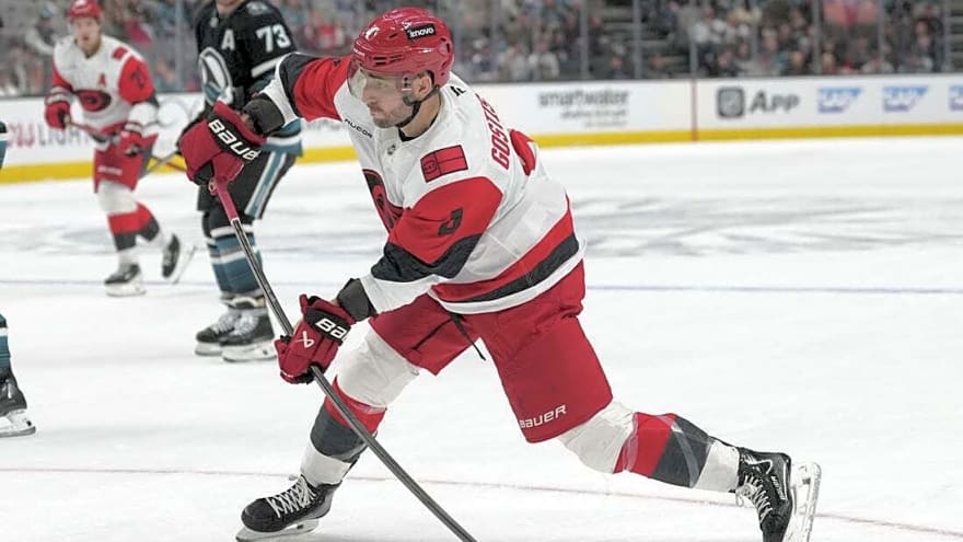 Rookie goalie wins debut as Hurricanes down Sharks