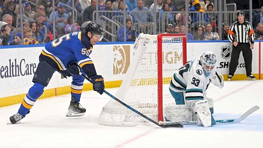 Blues sink Sharks in OT, move closer to West wild-card spot