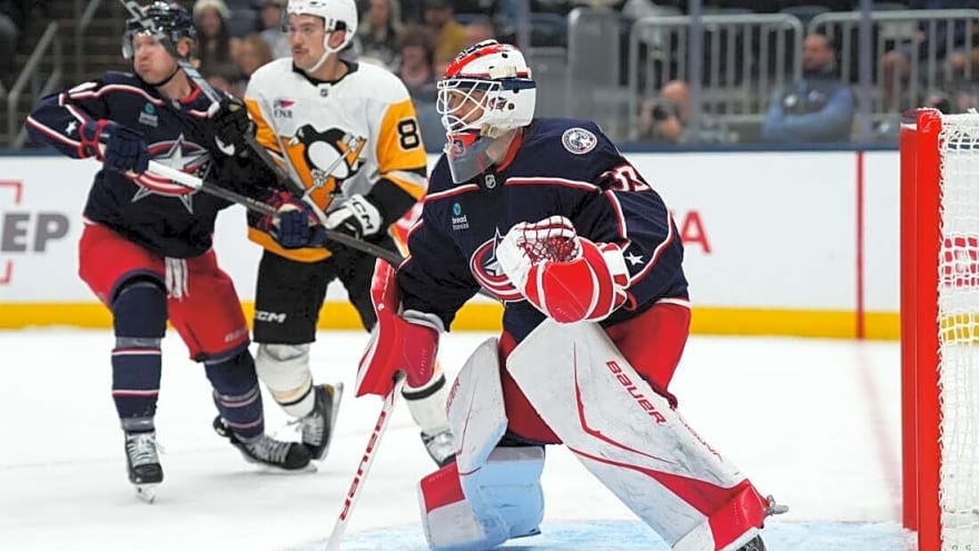 Cam Talbot, Kent Johnson power Jackets' shootout win over Penguins