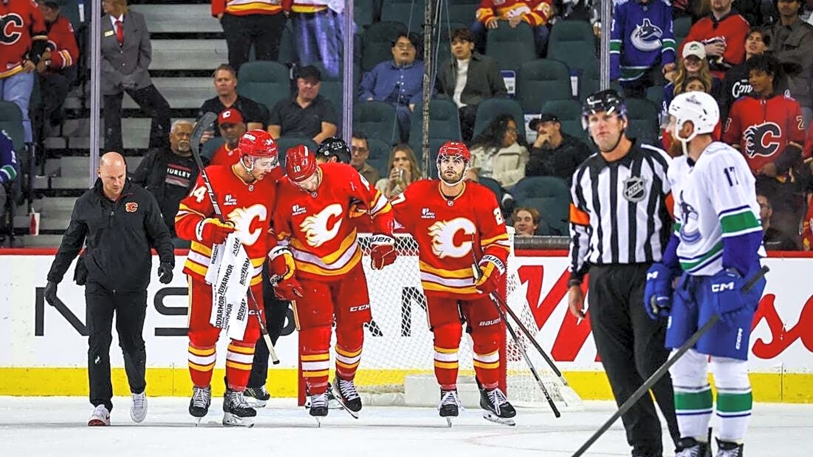 Flames LW Jonathan Huberdeau&#39;s status unclear after injury
