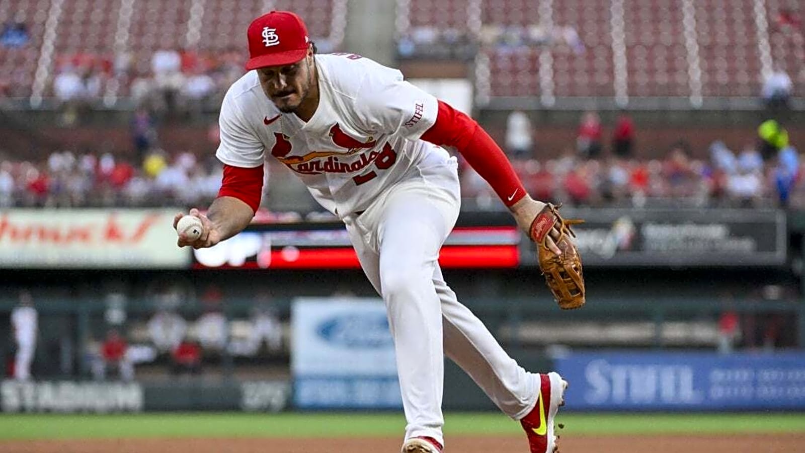 Cards 3B Nolan Arenado (sprained finger) taken out vs. Braves