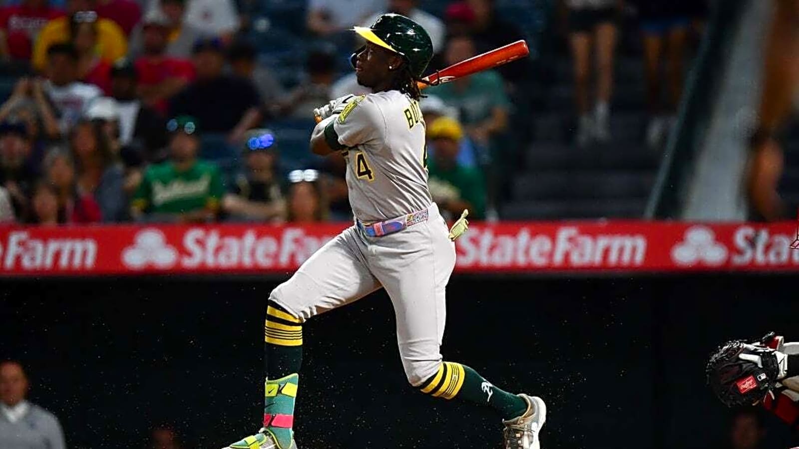 Seven-run inning propels A&#39;s past Angels