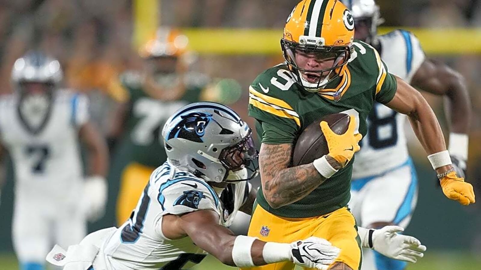 Packers WR Christian Watson (chest) leaves in ambulance