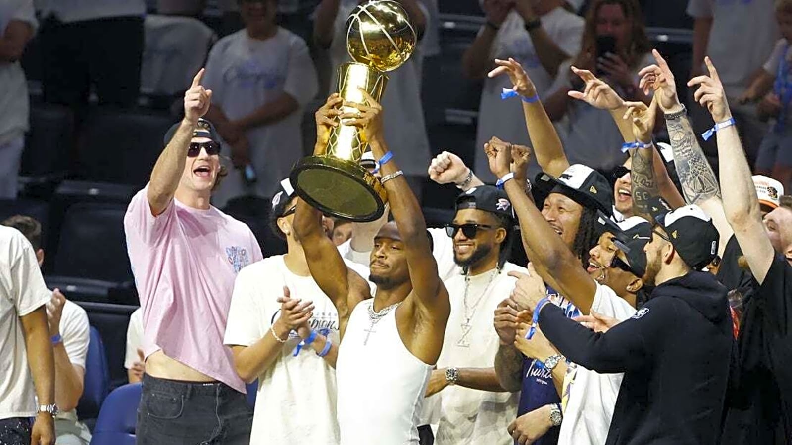 Thunder parade championship trophy through OKC