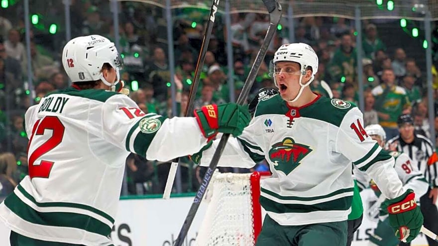 Matt Boldy, Wild make big statement, rout Stars in series opener