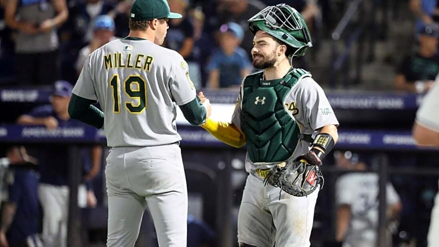 Shea Langeliers, Athletics pursue 3-game sweep of Rays