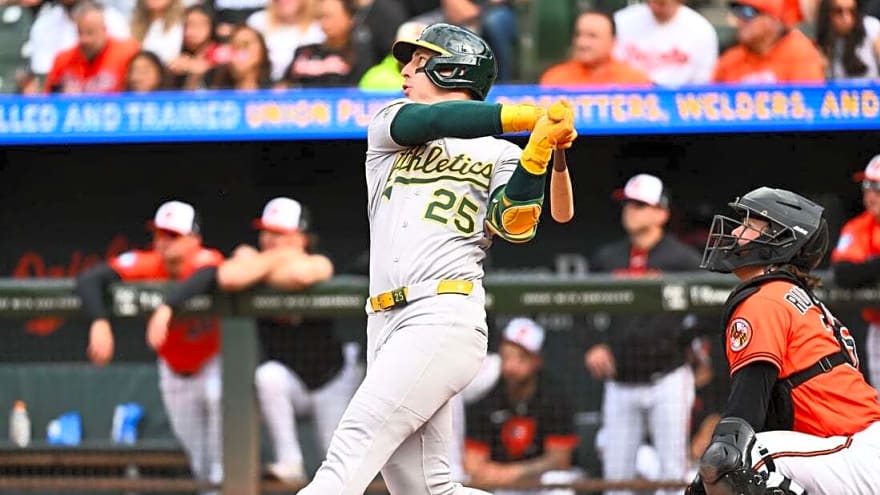 Top half of Athletics' order rolls versus O's