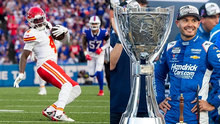 Chiefs WR Rashee Rice pulls up to Chargers game rocking signed Kyle Larson jacket