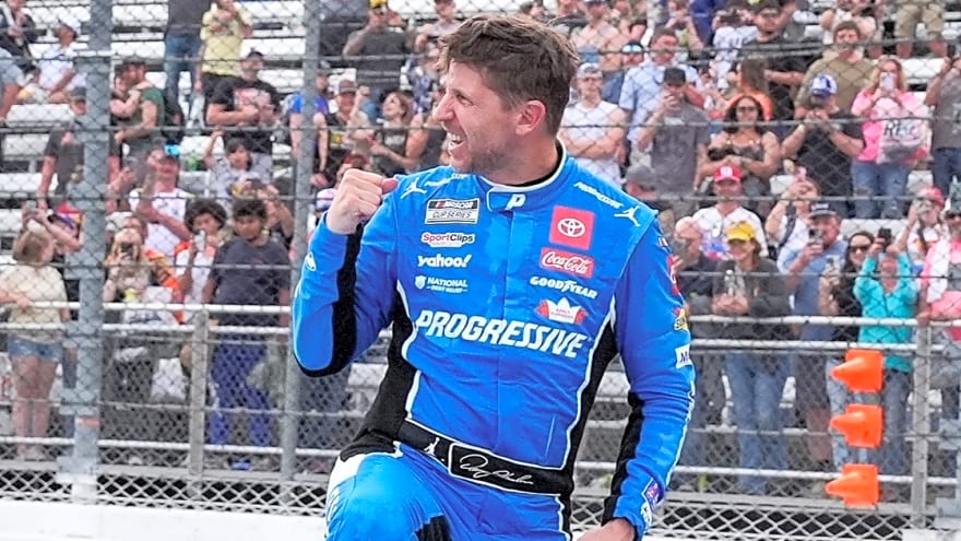 Denny Hamlin walks out to ‘Law & Order’ theme music at Bristol, introduces himself as ‘Him’ to boos