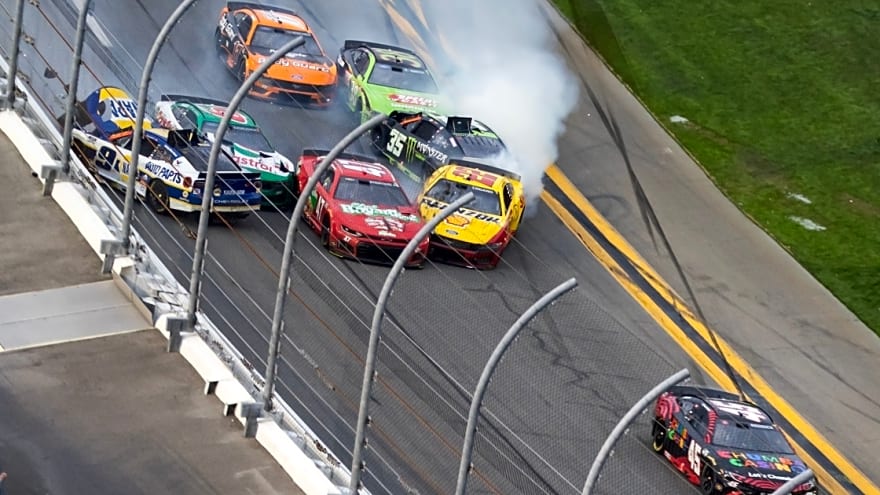 Denny Hamlin shuts down conversation surrounding Brad Keselowski, Riley Herbst final lap wreck: ‘We’re living in fairytale land’