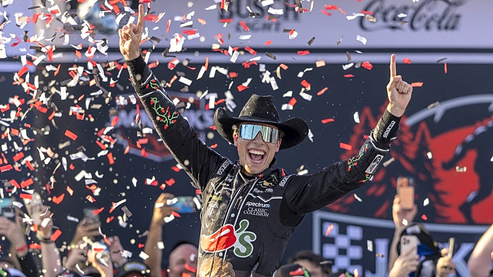 Cleetus McFarland shocks Carson Hocevar with surprise call after win at Talladega