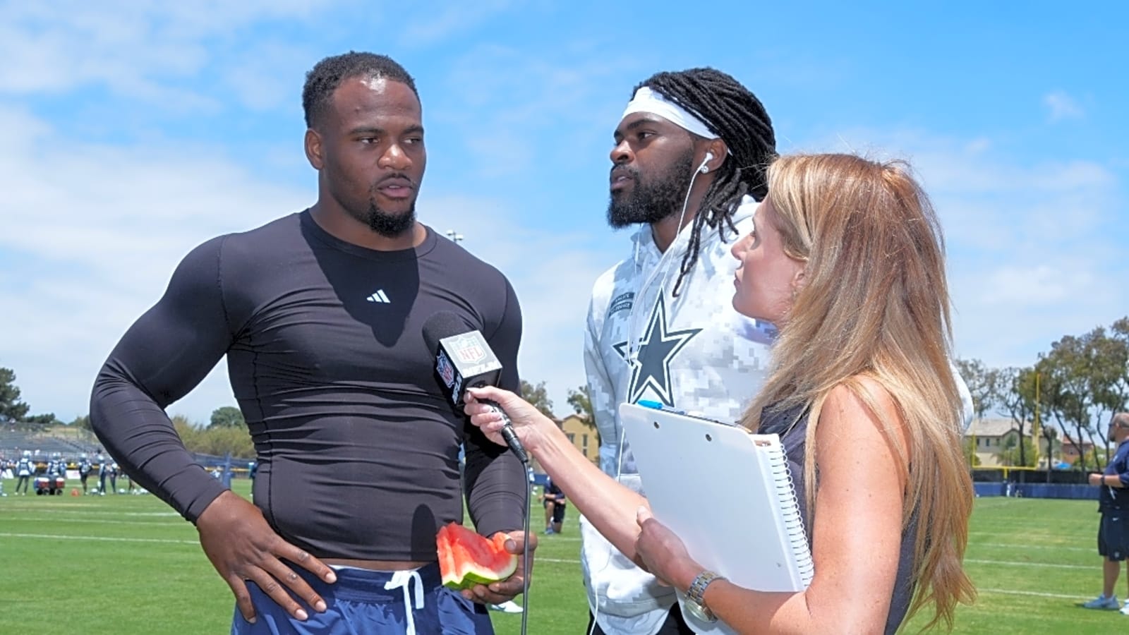 Cowboys CB Trevon Diggs reacts in disbelief to Micah Parsons first sack with Packers