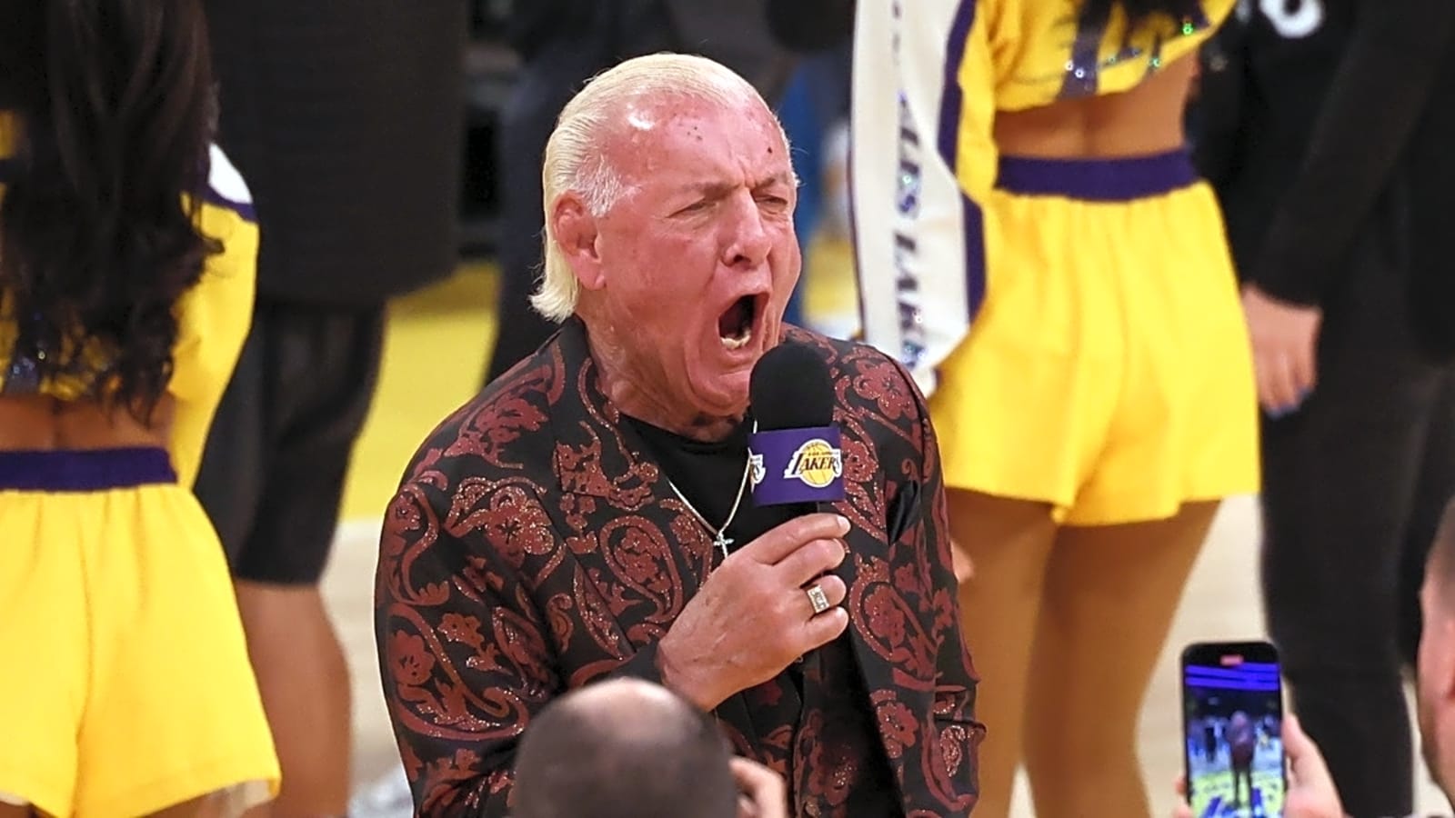 Ric Flair reacts to Cody Rhodes retaining WWE title vs. Randy Orton during WrestleMania Night 1 main event