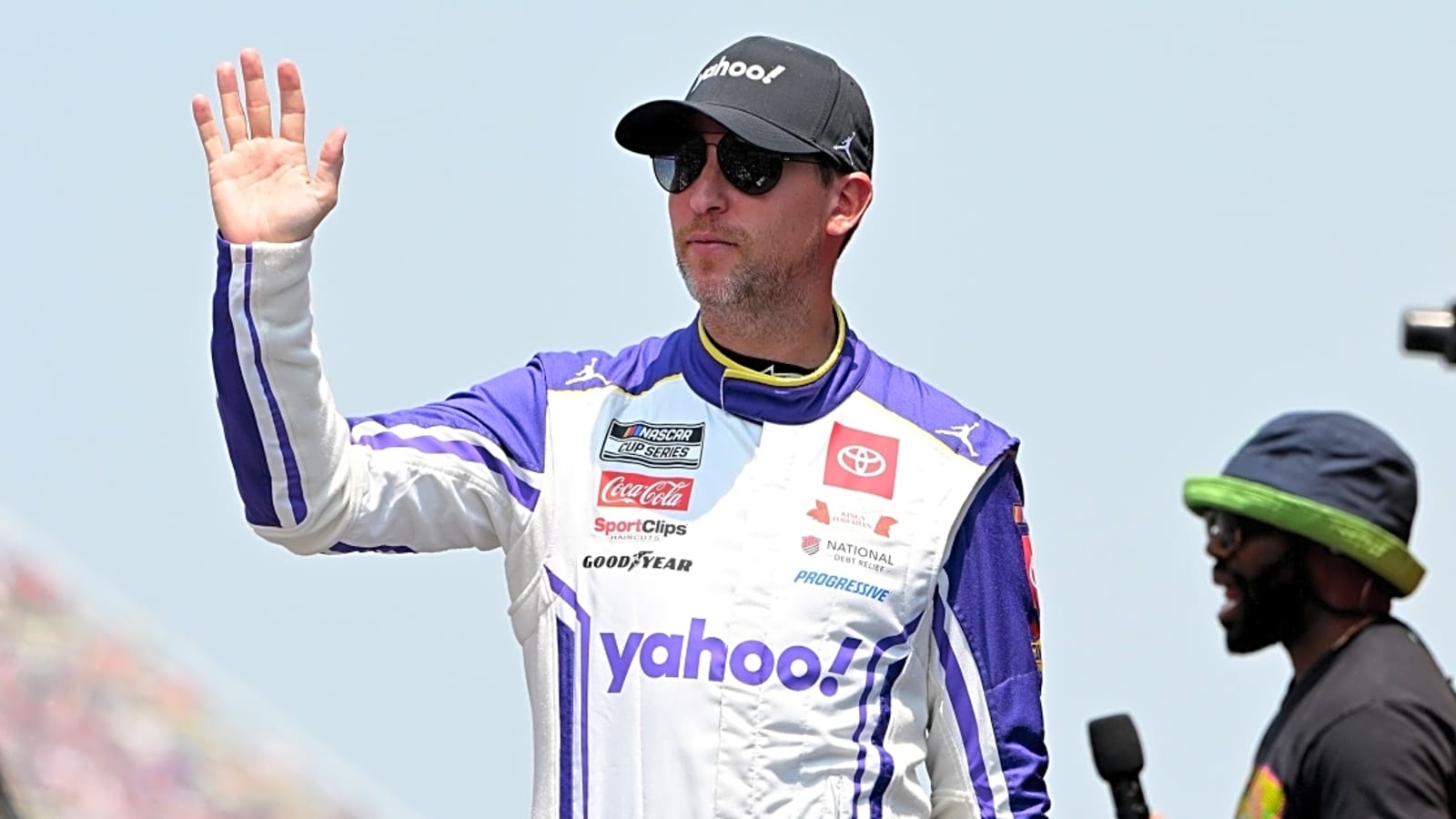 Denny Hamlin trolls Michigan NASCAR crowd with Ohio State celebration after burnout
