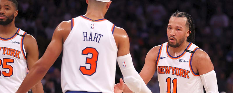 Knicks’ Josh Hart laughs at Jalen Brunson stumbling mid-interview