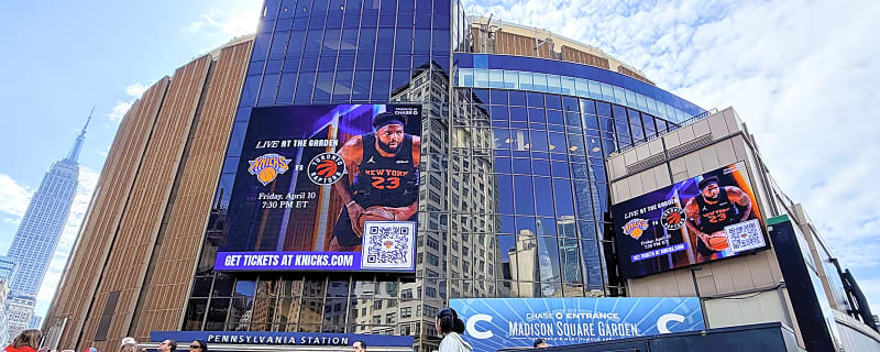 Check out security walls Knicks put up outside MSG in preparation for Donald Trump at Game 3