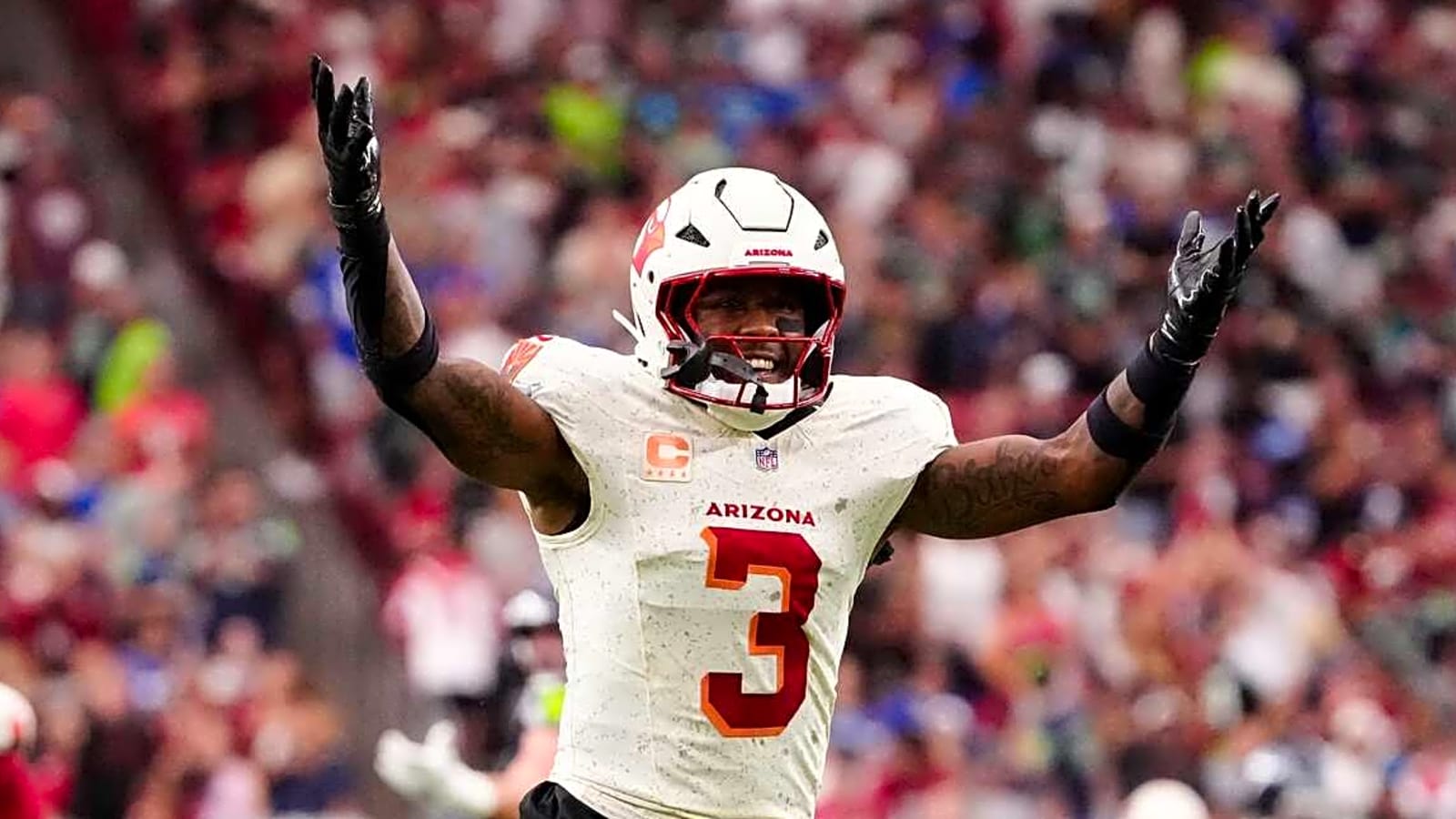 Budda Baker discusses trade rumors while wearing Halloween costume