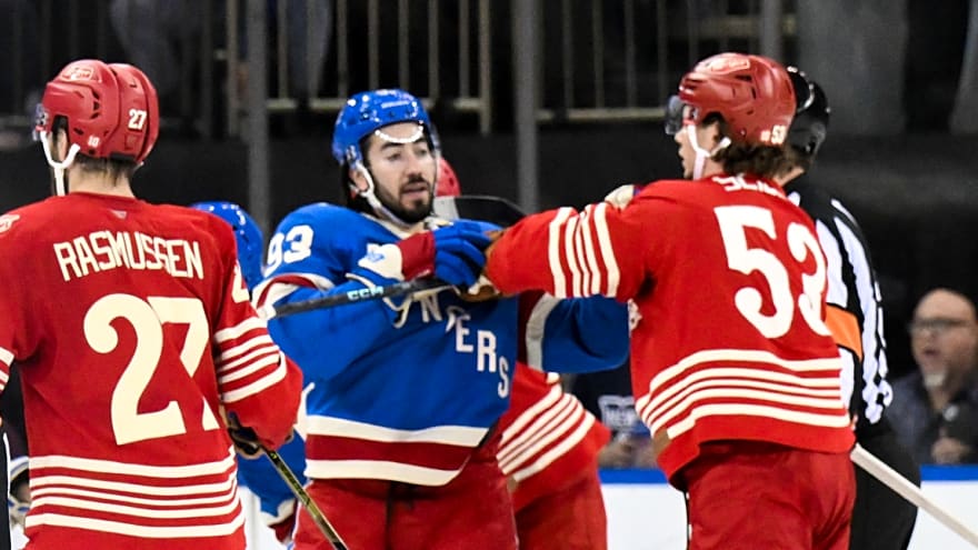 Chaos unfolds as benches empty following Rangers-Red Wings game