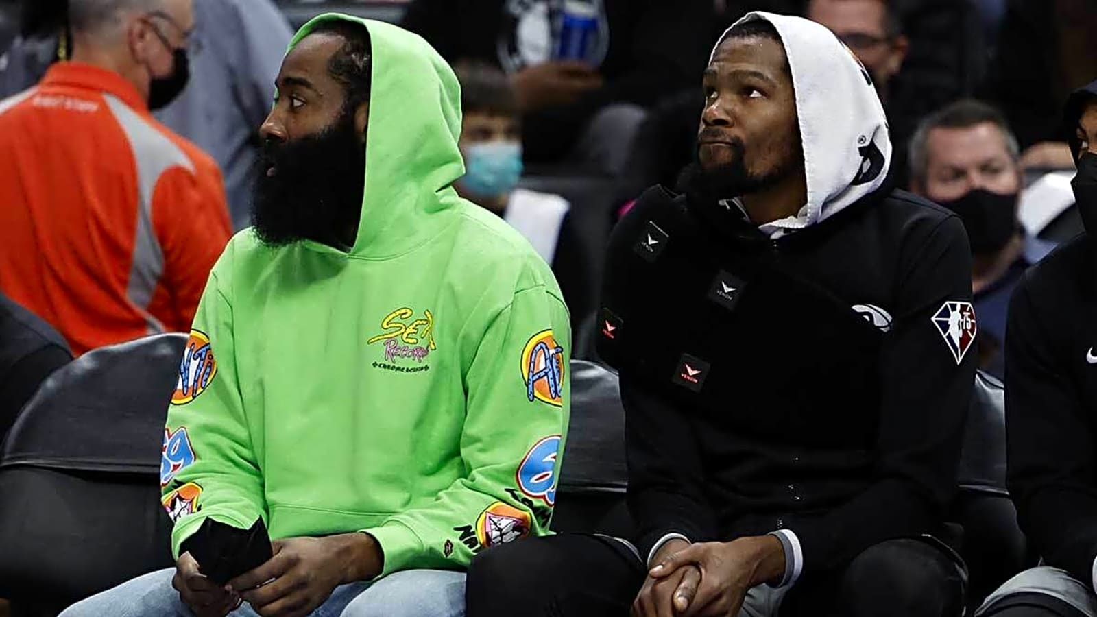 James Harden left with blank stare after Kevin Durant demands answers about leaving Nets
