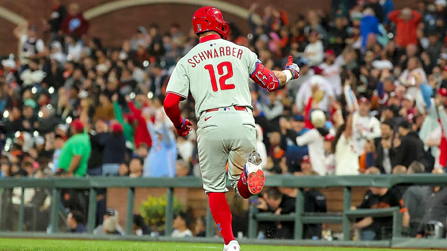 Phillies’ Kyle Schwarber finds McCovey Cove to break tie with Giants