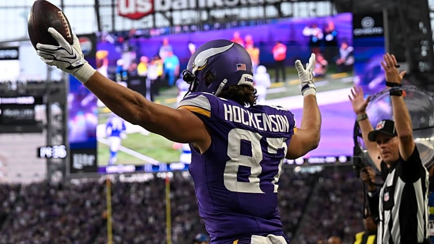 Why Vikings' T.J. Hockenson is raiding top tiers of fantasy Week 8 TE rankings