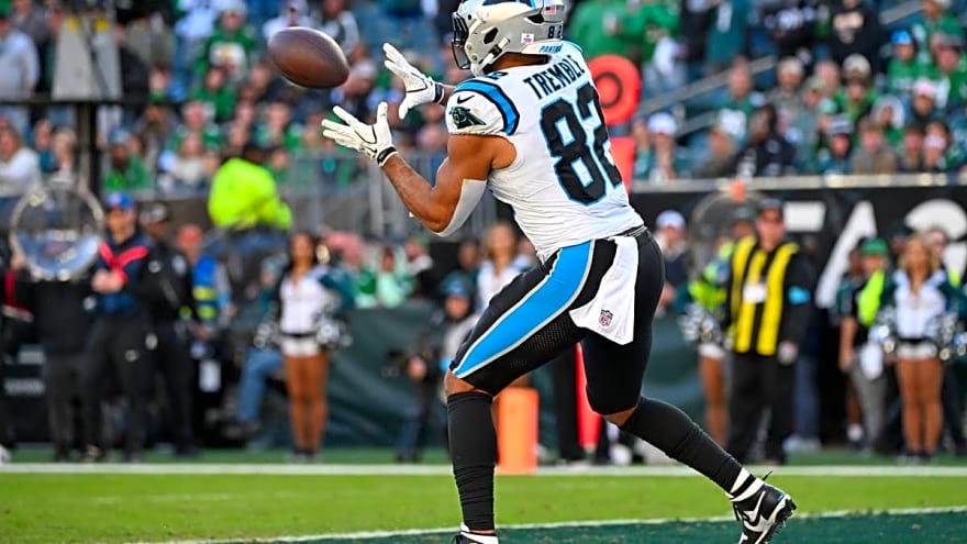 Panthers' Jalen Coker Praises Tommy Tremble After Tight End's Career Day in Philadelphia