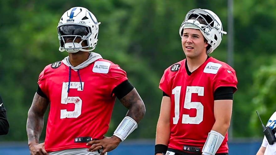 Colts’ Riley Leonard gives Anthony Richardson props during friendly QB competition
