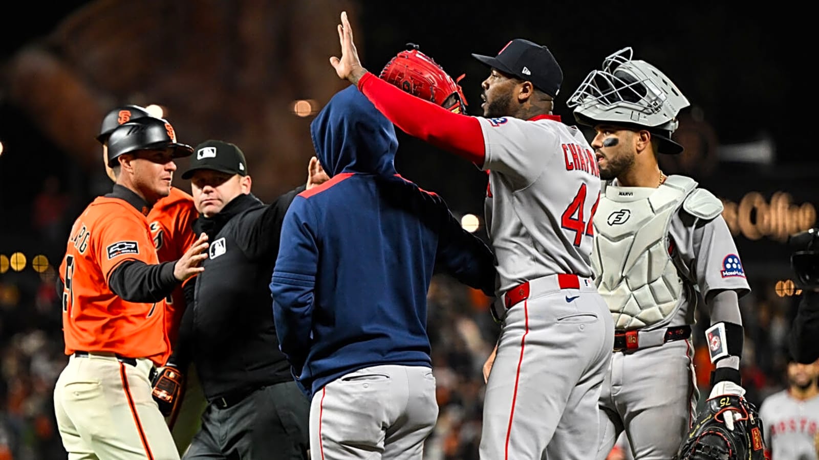 Red Sox’s Aroldis Chapman explains Wilmer Flores dust up from win vs. Giants