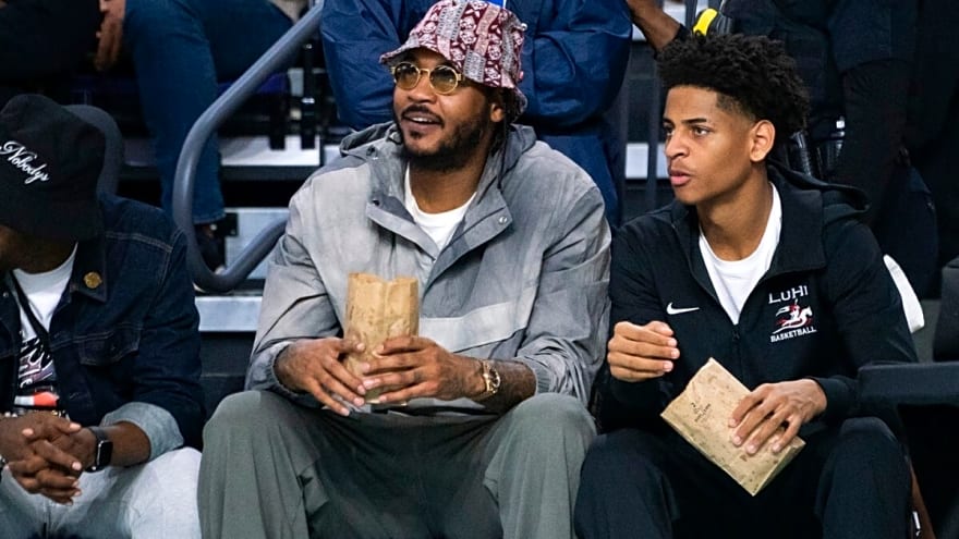 NBA Legend Carmelo Anthony Reacts to Son Kiyan Anthony Getting Benched